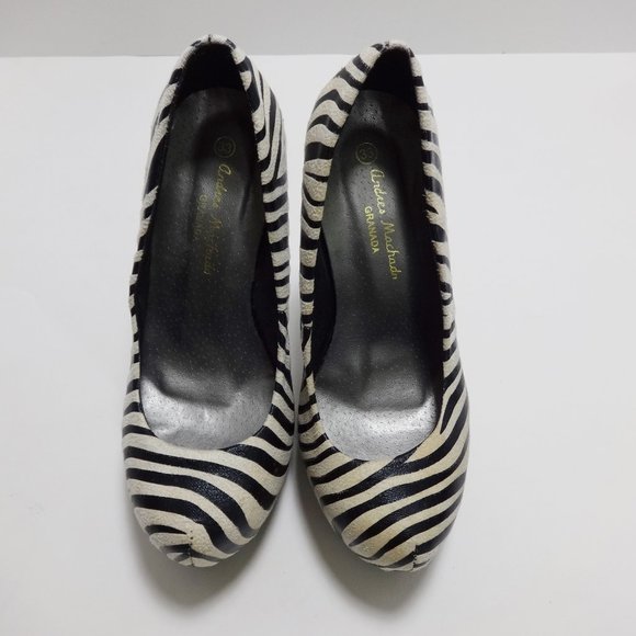 ANDRES MACHADO Zebra Pattern High Heels - Picture 2 of 14